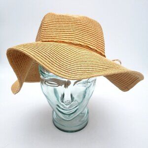 Womens Floppy Sunhat Woven Straw Tan Natural Wide Brim Beach Hat